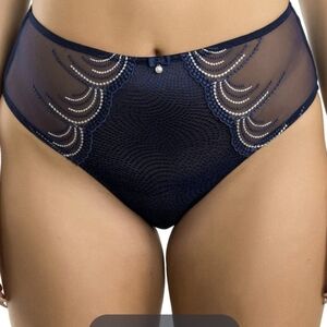 Parfait Navy Lace Underwear Panty Panties Large L New NWT